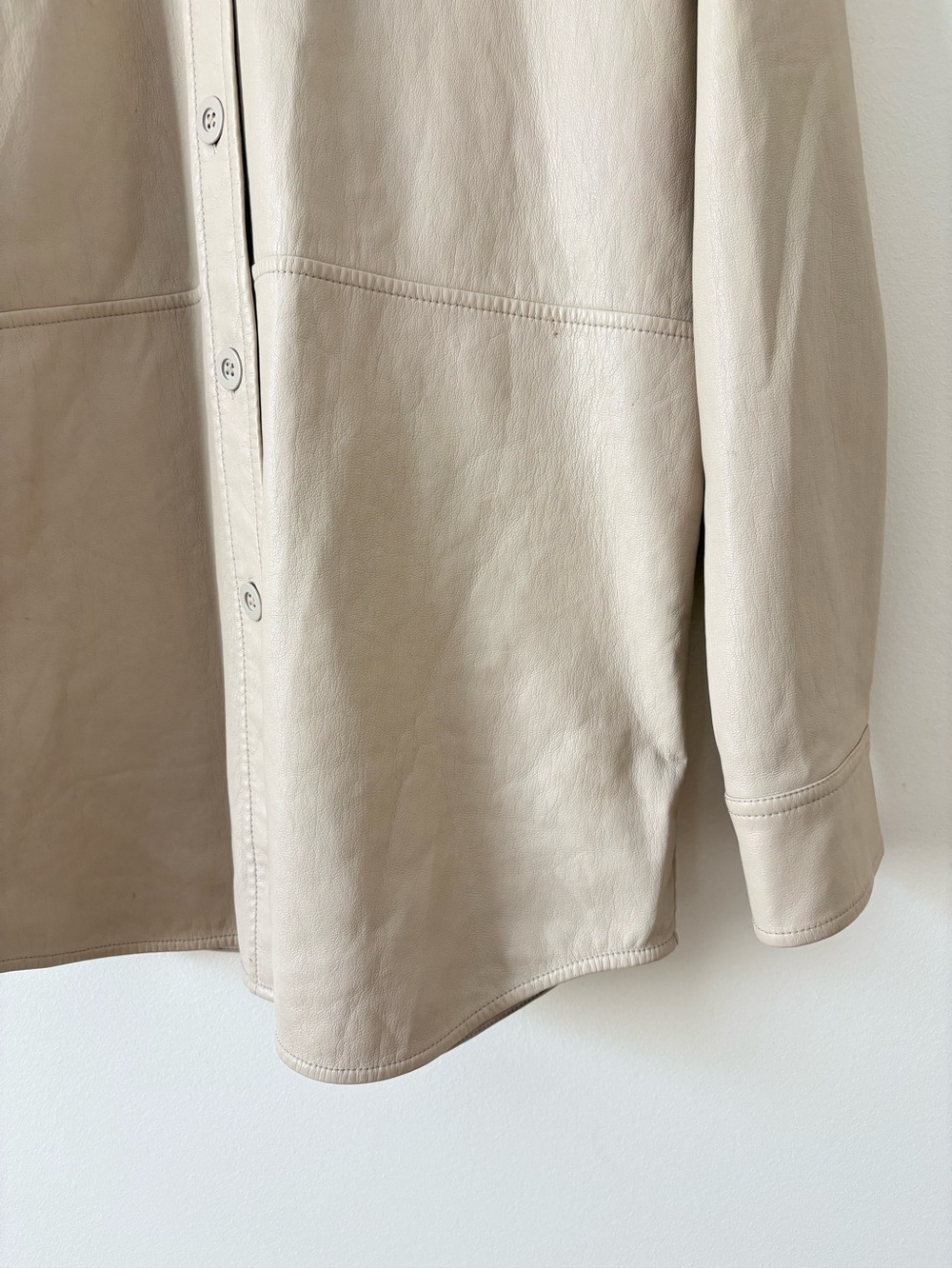 Babaton Pelli Oversized Shirt Jacket Size XS Light Beige Button-Front Overshirt - Picture 6 of 10